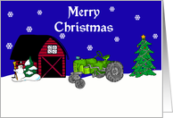 Green Tractor Christmas Card