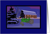 Green Tractor, Winter Barn Holiday Card