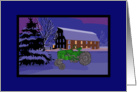 Green Tractor, Winter Barn Holiday Card