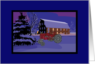 Red Tractor, Winter Barn Holiday Card