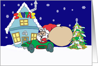 Race Car Santa Christmas Card