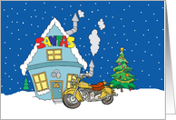 Motorcycle Santa Christmas Card