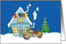 Motorcycle Santa Christmas Card