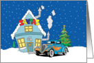Hot Rod Santa Christmas Card