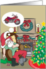 Santa Dreams Of A Motorcycle Christmas Card