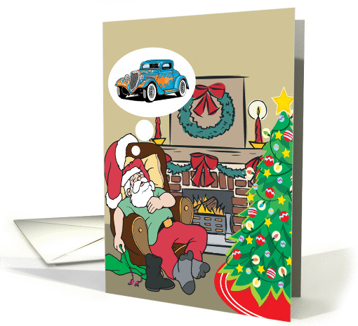 Santa Dreams Of A Hotrod Christmas card (233854)