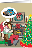 Santa Dreams Of A Hotrod Christmas Card
