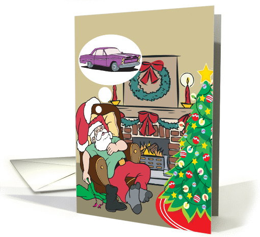 Santa Dreams Of A Muscle Car Christmas card (233856)