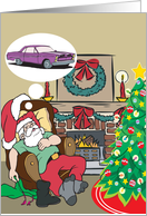 Santa Dreams Of A Muscle Car Christmas Card