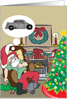 Santa Dreams Of A Ratrod Christmas Card