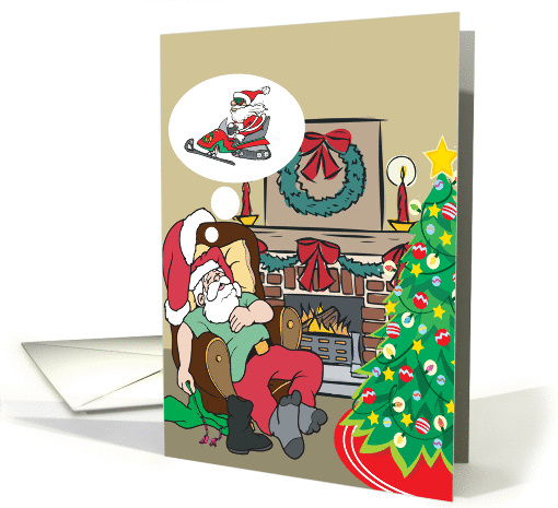 Santa Dreams Of Snowmobiling Christmas card (233864)