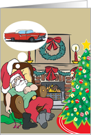 Santa Dreams Of A Classic Car Christmas Card