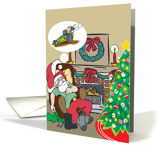 Santa Dreams Of A Dragster Christmas card (233868)