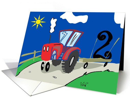 Turning 2 Tractor Birthday card (250801)