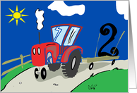 Turning 2 Tractor Birthday Card