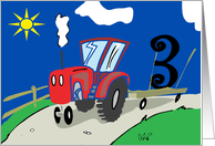 Turning 3 Tractor Birthday Card