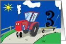 Turning 3 Tractor Birthday Card
