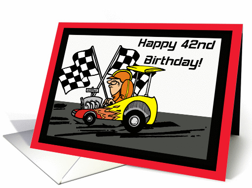 Drag Racing 42nd Birthday card (367133)