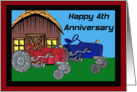 Vintage Tractors 4th Anniversary Card