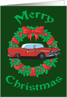 Classic Car Wreath Christmas Card