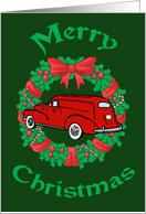 Panel Truck Wreath Christmas Card