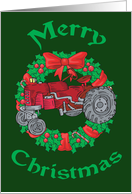 Tractor Wreath Christmas Card