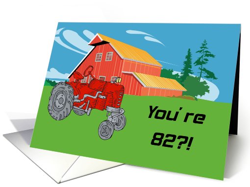 Tractor An Antique 82nd Birthday card (589573)