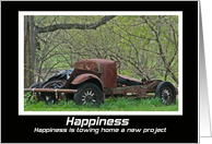 Vintage Car Happiness Blank Card
