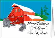 Aunt And Uncle Antique Tractor Christmas Card