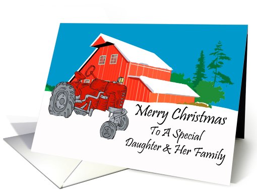 Daughter And Her Family Antique Tractor Christmas card (589783)