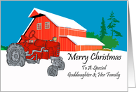 Goddaughter And Her Family Antique Tractor Christmas Card