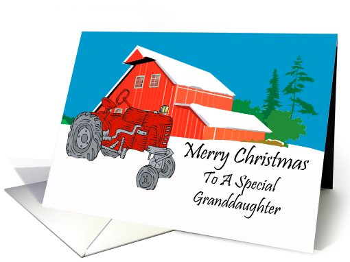 Granddaughter Antique Tractor Christmas card (589808)