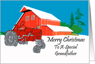 Grandfather Antique Tractor Christmas Card