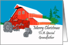 Grandfather Antique Tractor Christmas Card