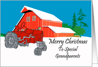 Grandparents Antique Tractor Christmas Card
