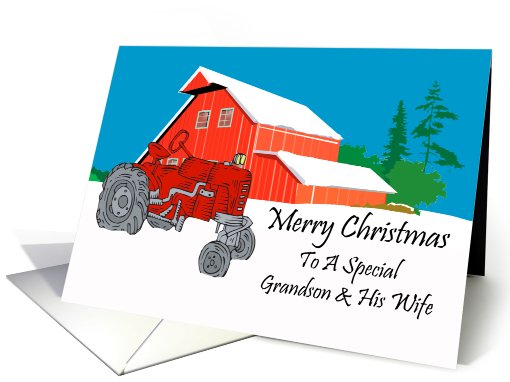 Grandson And His Wife Antique Tractor Christmas card (589821)