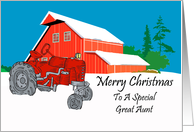 Great Aunt Antique Tractor Christmas Card