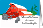 Great Granddaughter Antique Tractor Christmas Card