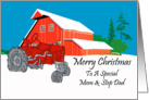 Mom And Step Dad Antique Tractor Christmas Card