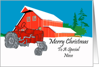 Niece Antique Tractor Christmas Card