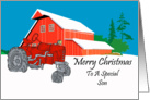 Son Antique Tractor Christmas Card