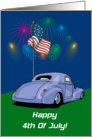Fireworks Hot Rod 4th Of July Card
