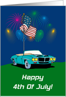 Fireworks Muscle Car 4th Of July Card
