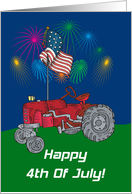 Fireworks Tractor 4th Of July Card