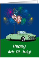 Fireworks Classic Car 4th Of July Card