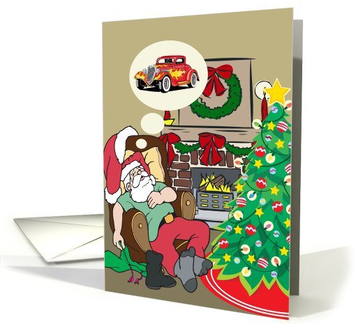 Santa Dreams Of A Red Hotrod Christmas card (730827)