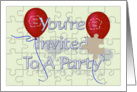 Party Invitation Puzzle with missing piece card