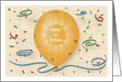 Happy 1st Birthday with orange balloon and puzzle grid card