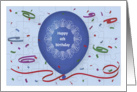 Happy 4th Birthday with blue balloon and puzzle grid card