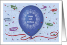 Happy 28th Birthday with blue balloon and puzzle grid card